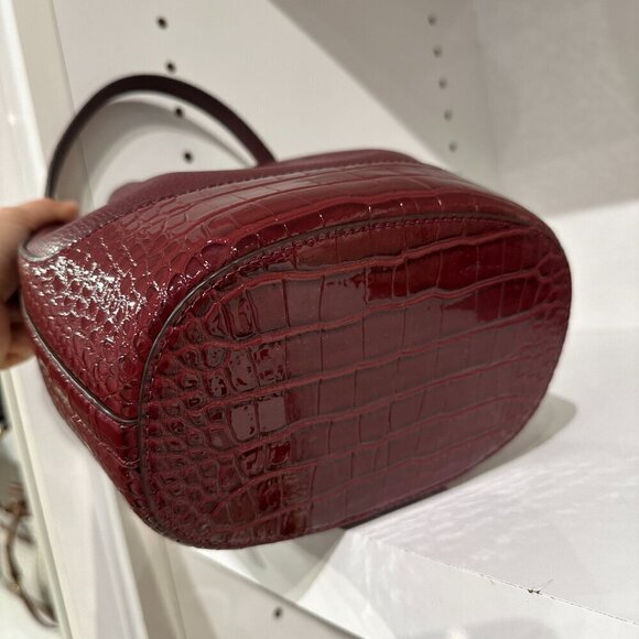 NWT!NEW!Michael Kors Reed Bucket Bag Crocodile Embbossed Leather Belted -Oxblood - Picture 12 of 15